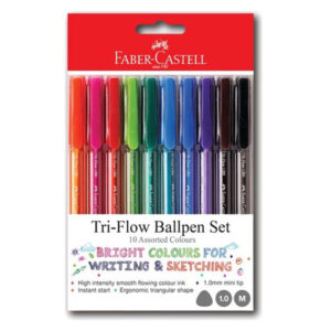 Faber Castell Tri-flow Colour Ball Pens Wallet of 10 Assorted (1)