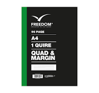 A4 1 Quire 96pg Quad and Margin Hardcover Book