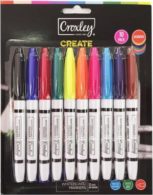 Croxley Create Fine Nib White Board Markers – 10 pack