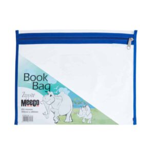 A4 Meeco Clear PVC Book Bag with Zip (Blue)